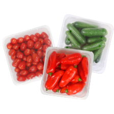 Snack komkommers, pitloze snack paprika of snacktomaatjes